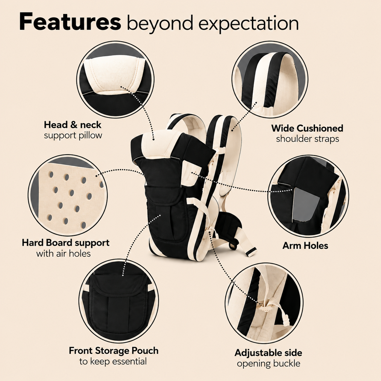 HerChoice Everyday Black Carrier in Black + Cream